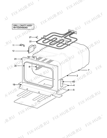 Взрыв-схема плиты (духовки) Electrolux EOU6365G - Схема узла H10 Grill cavity assy